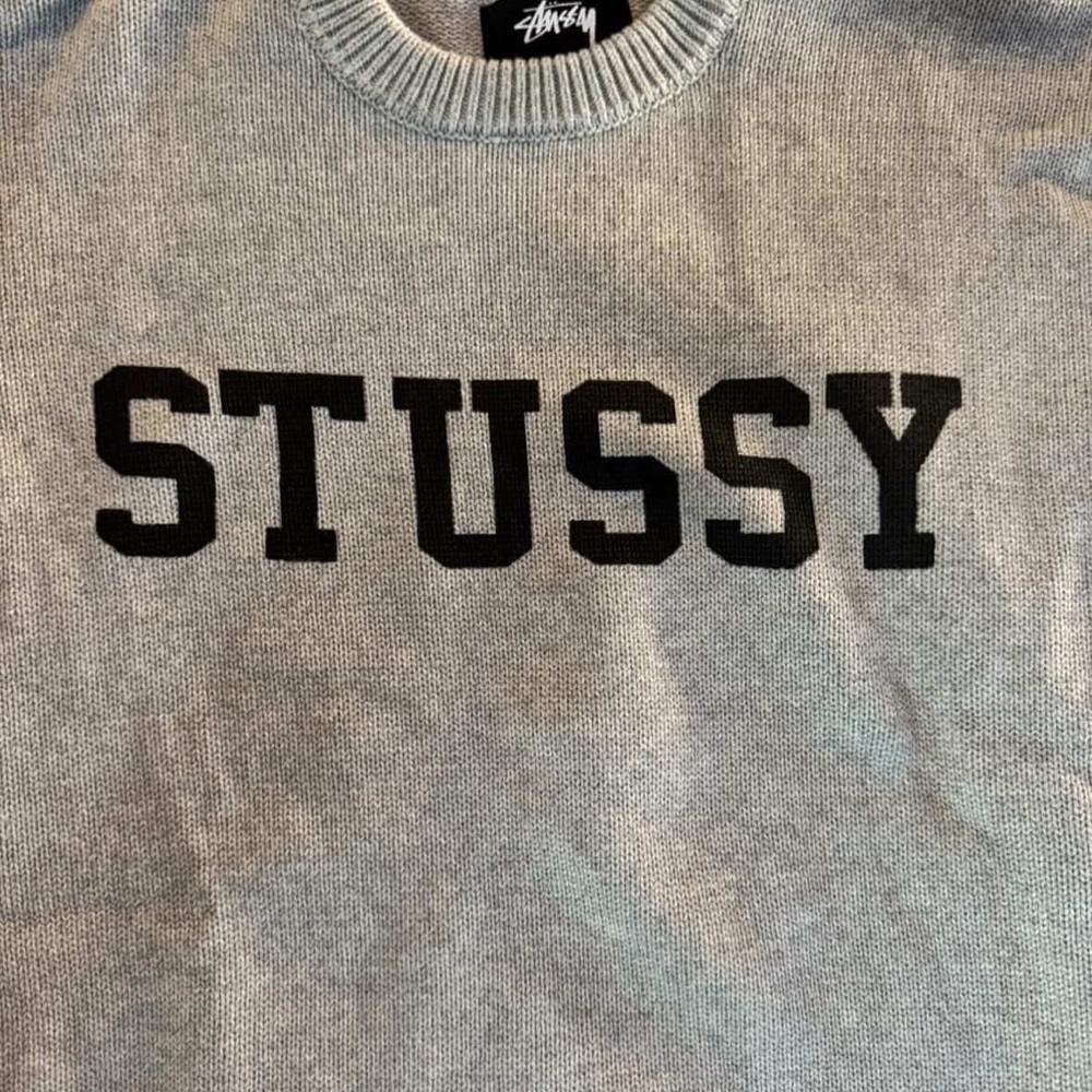 Stussy Gray Sweater with Orange & White Trim - Picture 4 of 4